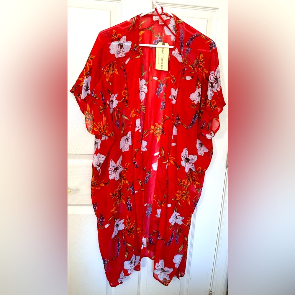 Band of Gypsies Red Floral Kimono